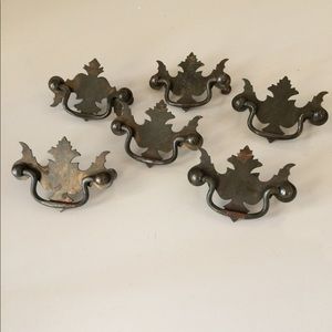 Antique Chippendale vintage drawer pulls set of 6 brass color